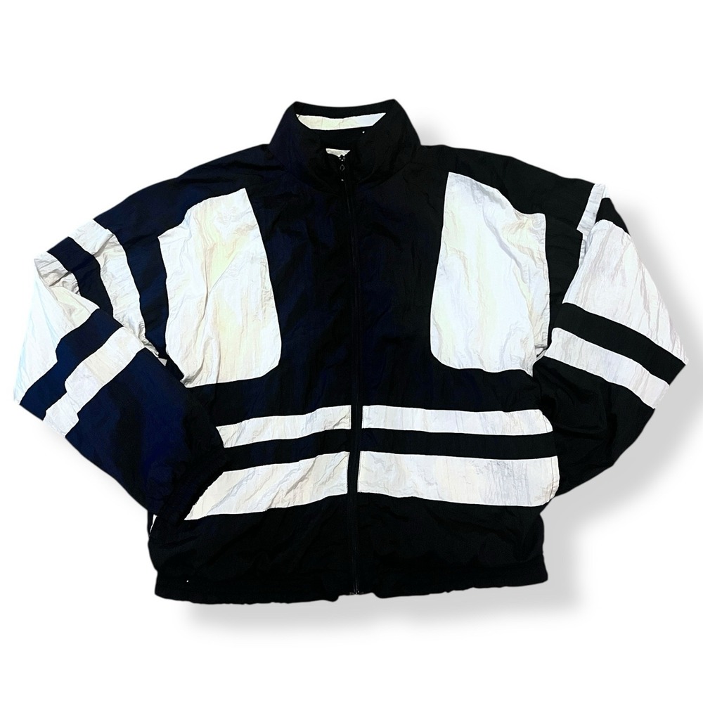 Vtg 90s MacGregor Full Zip ColorBlock  Black White Track Jacket Lrg Y2K Athletic